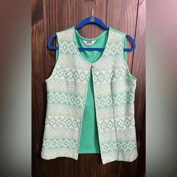 Vintage 70s Mint Montgomery Ward Polyester Vest-Size:16-Cottage Core/Granny - Picture 3 of 7